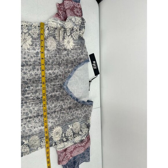 Lily By Firmiana Women Size Large Boho Floral-Print V-Neck Short Sleeve Top - Picture 6 of 9